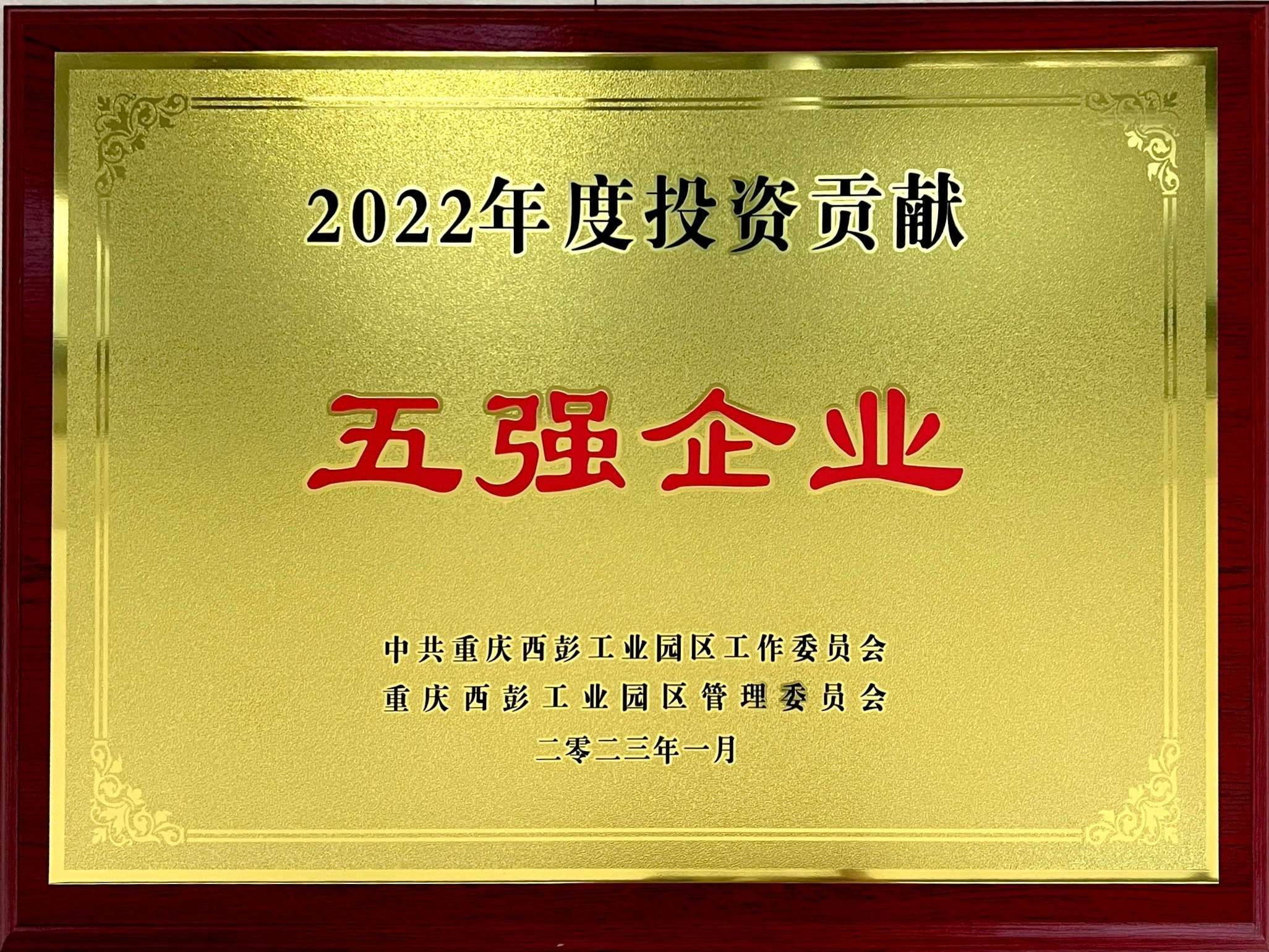 2022年度投資貢獻(xiàn)“五強企業(yè)”